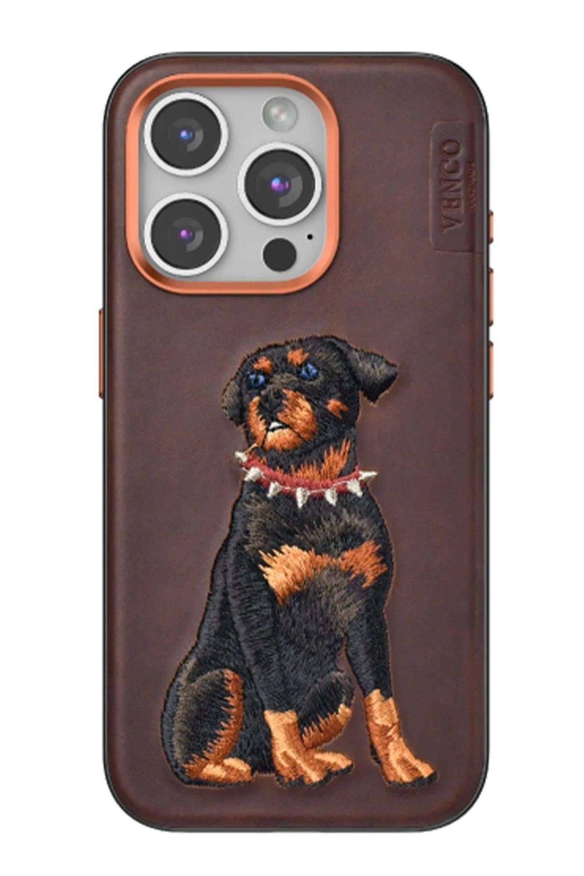 Venco iPhone 14 Pro Max Perma Desenli Kapak - Koyu Kahve