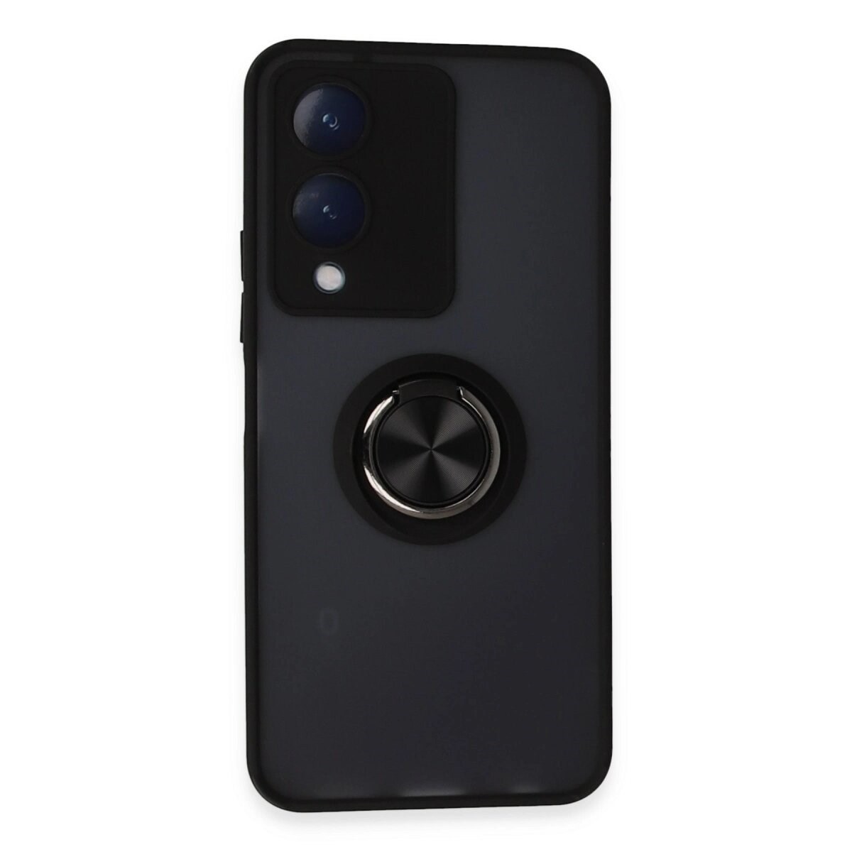 Vivo Y17s Kılıf Montreal Yüzüklü Silikon Kapak - Siyah