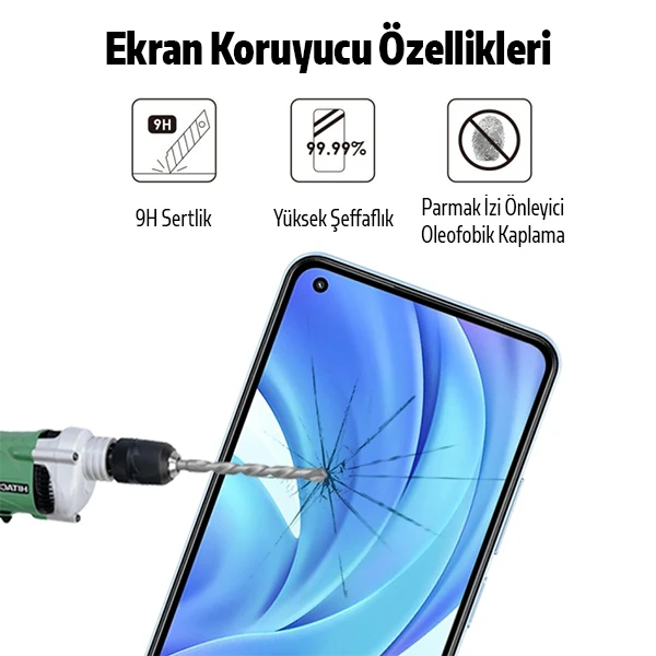 Xiaomi Mi 11 Lite Full Glue Full Kaplama Tempered Cam Ekran Koruyucu-(1903)