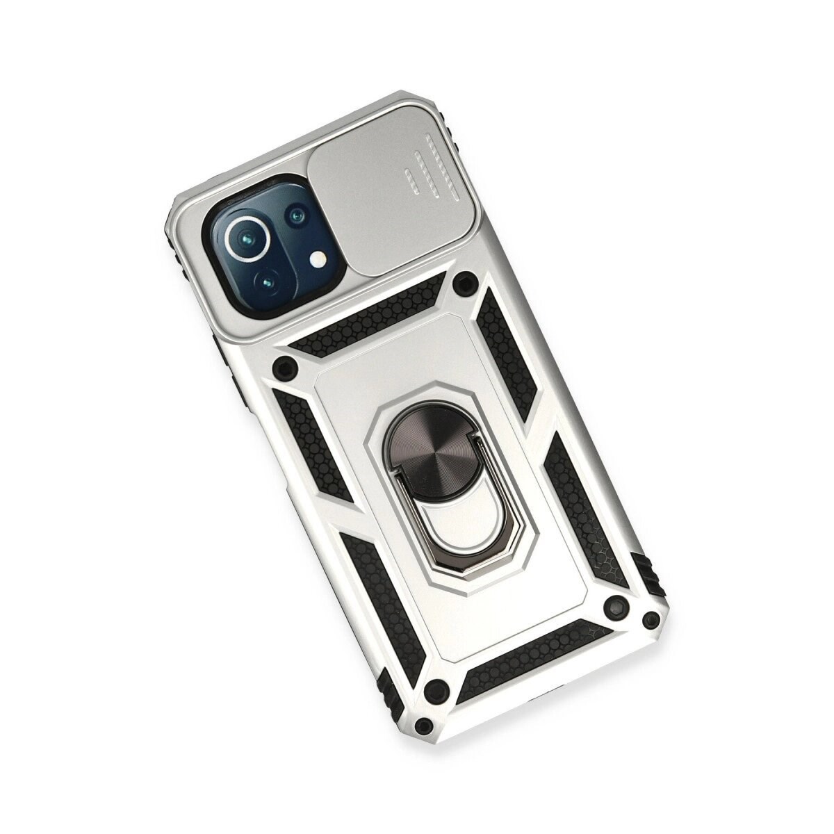 Xiaomi Mi 11 Lite Kılıf Pars Lens Yüzüklü Silikon - Gümüş