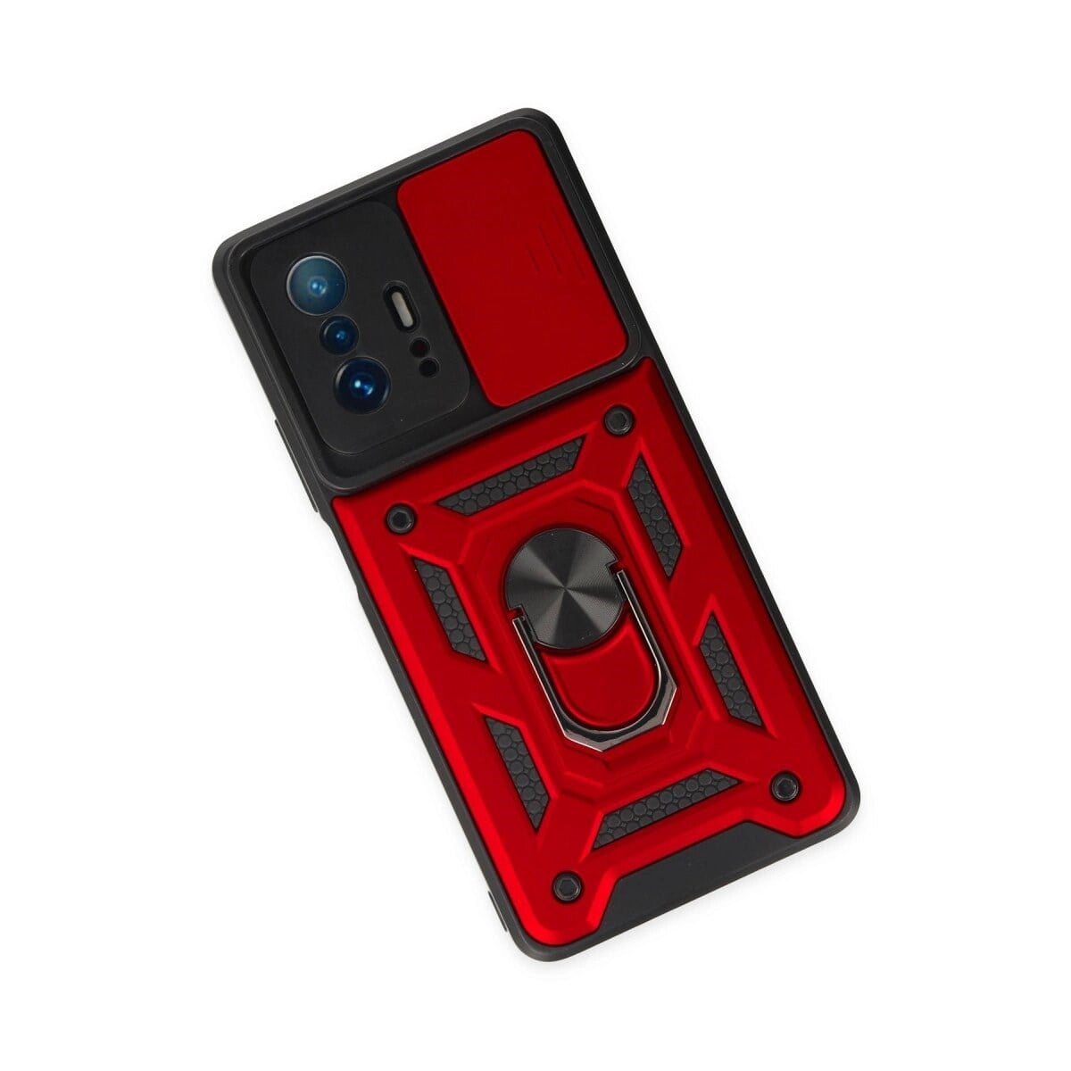 Xiaomi Mi 11t Pro Kılıf Pars Lens Yüzüklü Silikon - Kırmızı