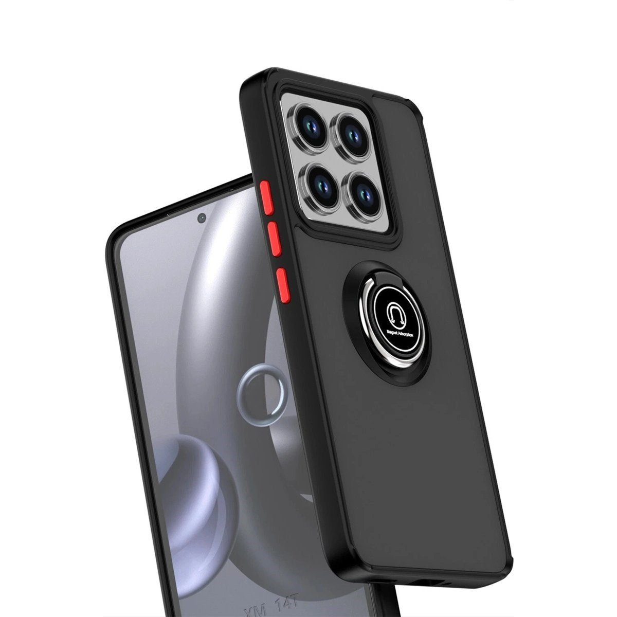Xiaomi Mi 14t Montreal Yüzüklü Silikon Kapak - Kırmızı
