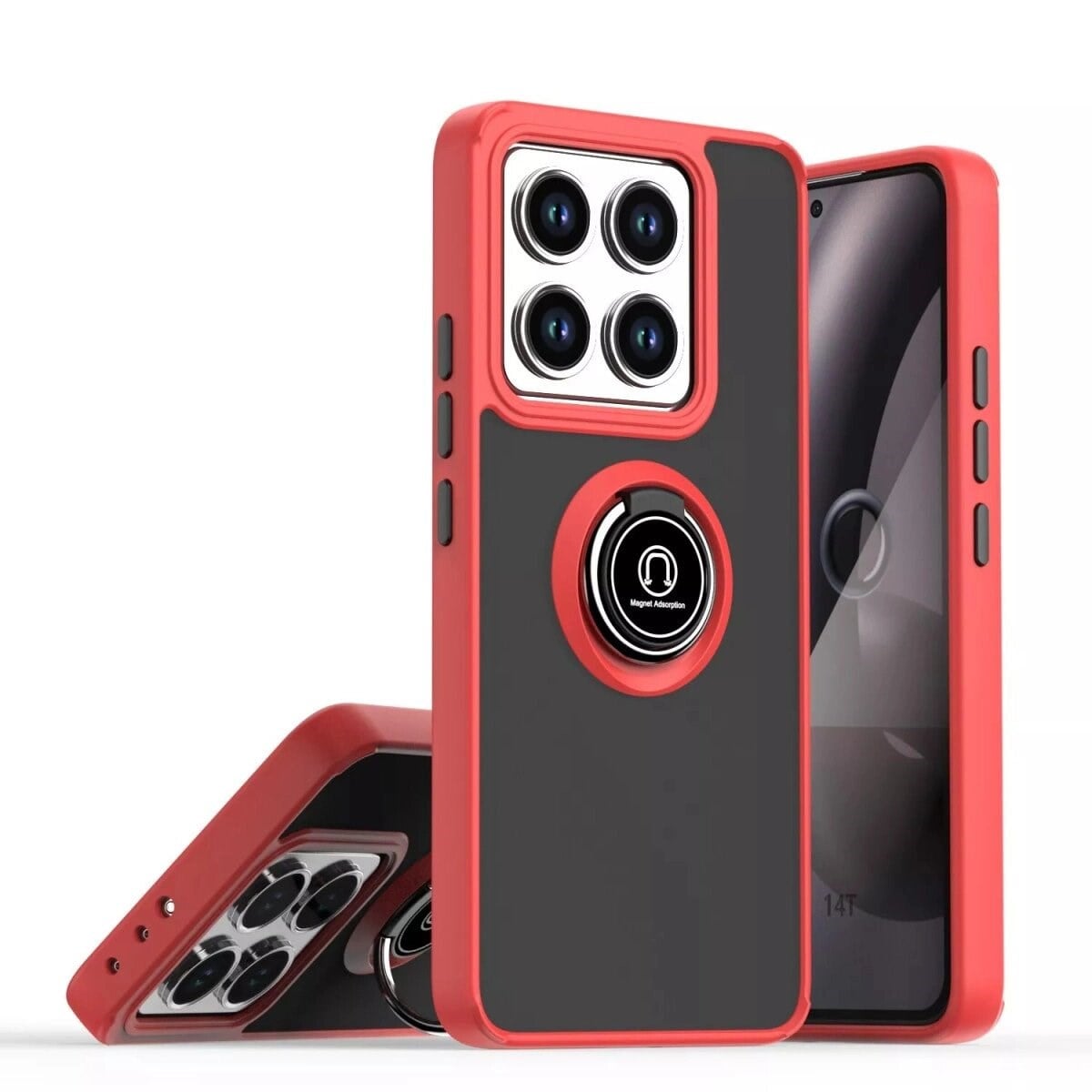 Xiaomi Mi 14t Pro Kılıf Montreal Yüzüklü Silikon Kapak - Kırmızı