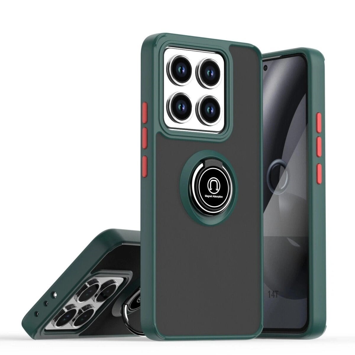 Xiaomi Mi 14t Pro Kılıf Montreal Yüzüklü Silikon Kapak - Yeşil