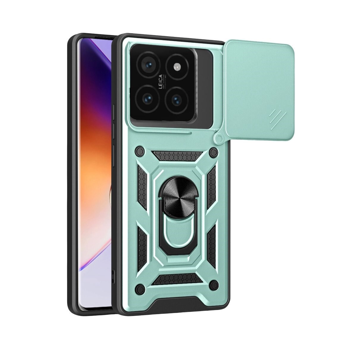 Xiaomi Mi 14t Pro Kılıf Pars Lens Yüzüklü Silikon - Yeşil