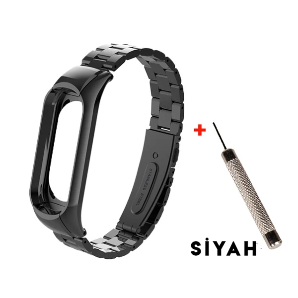 Xiaomi Mi Band 3 Aklıllı Saat 3 Bakla Çelik Kayış Kordon-(1903)