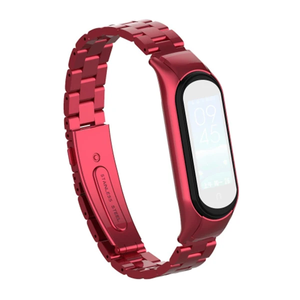 Xiaomi Mi Band 5 Stainless Steel 3 Bakla Çelik Kayış Kordon-(1903)