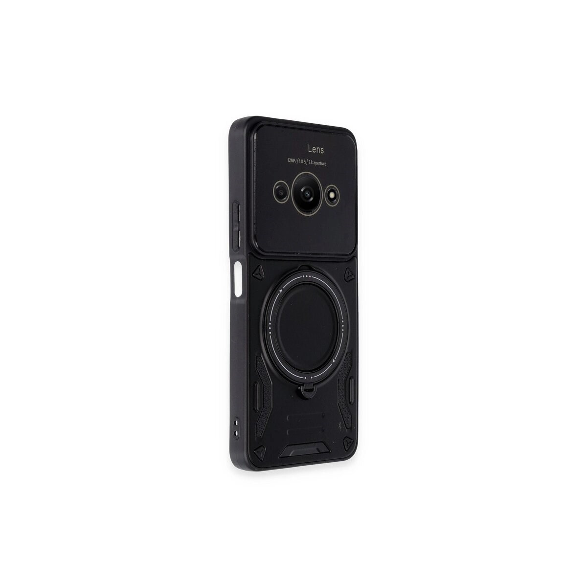 Xiaomi Poco C61 Kılıf Joy Lens Standlı Kapak - Siyah