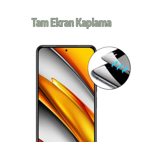 Xiaomi Poco F3 Full Glue Full Kaplama Tempered Cam Ekran Koruyucu-(1903)