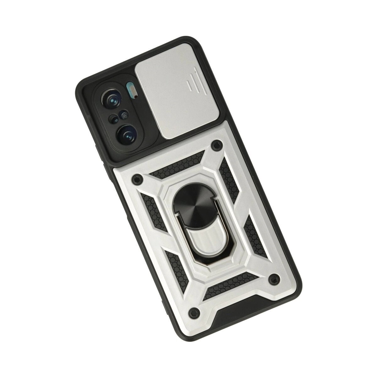 Xiaomi Poco F3 Kılıf Pars Lens Yüzüklü Silikon - Gümüş
