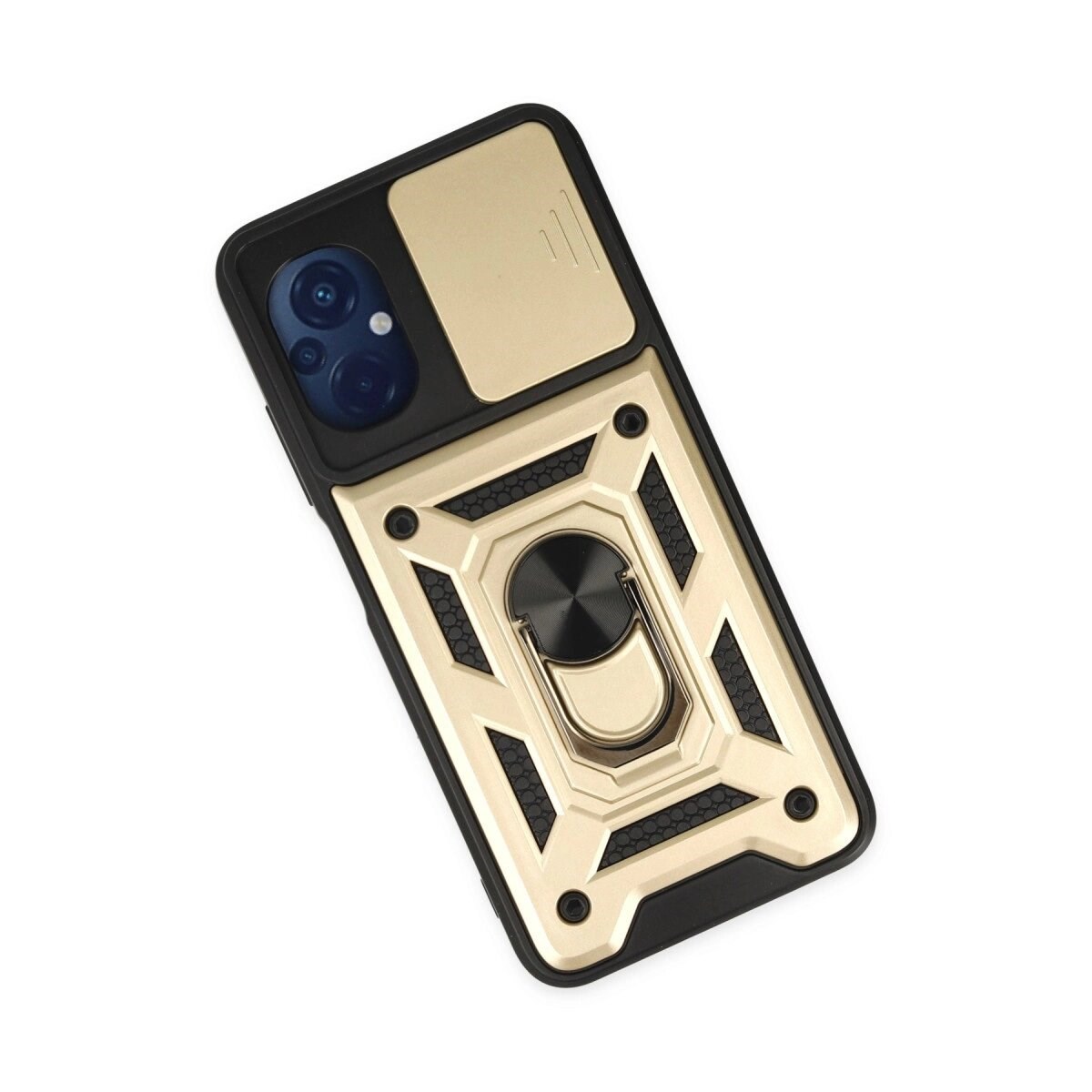 Xiaomi Poco M5 Kılıf Pars Lens Yüzüklü Silikon - Gold