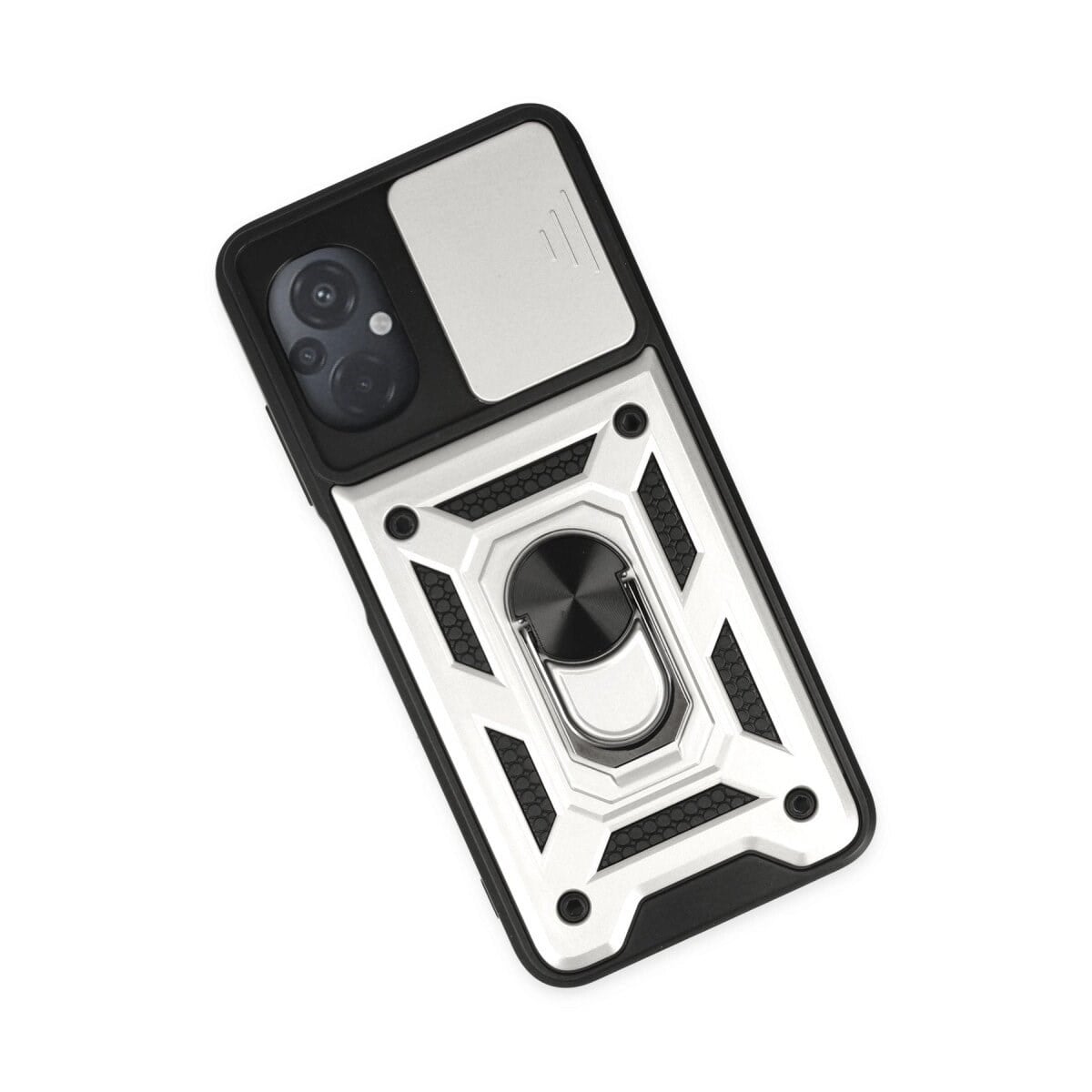 Xiaomi Poco M5 Kılıf Pars Lens Yüzüklü Silikon - Gümüş