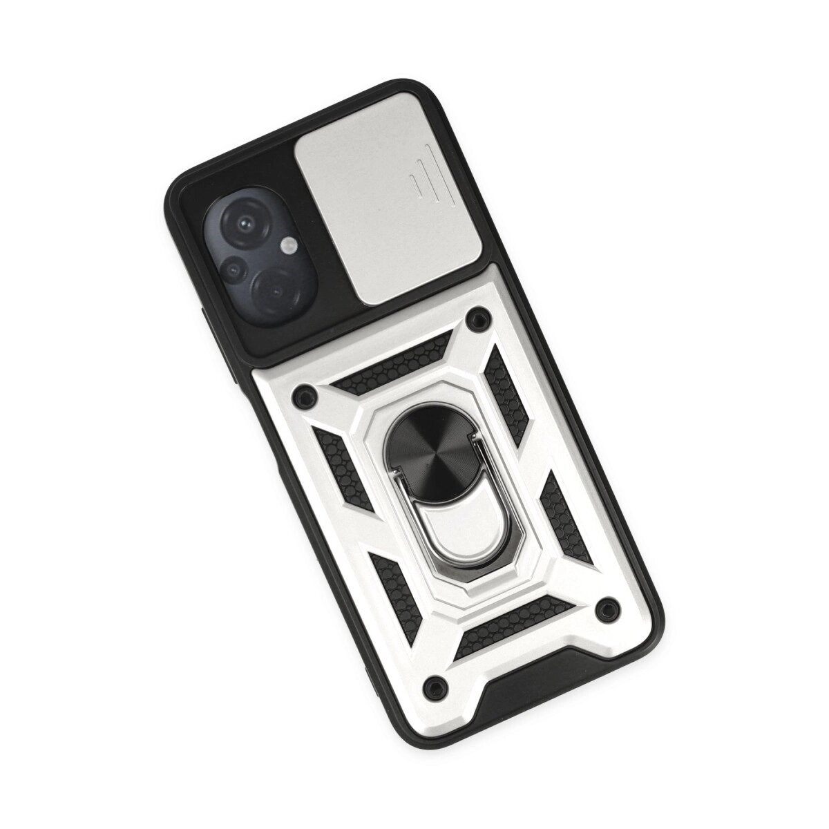 Xiaomi Poco M5 Kılıf Pars Lens Yüzüklü Silikon - Gümüş