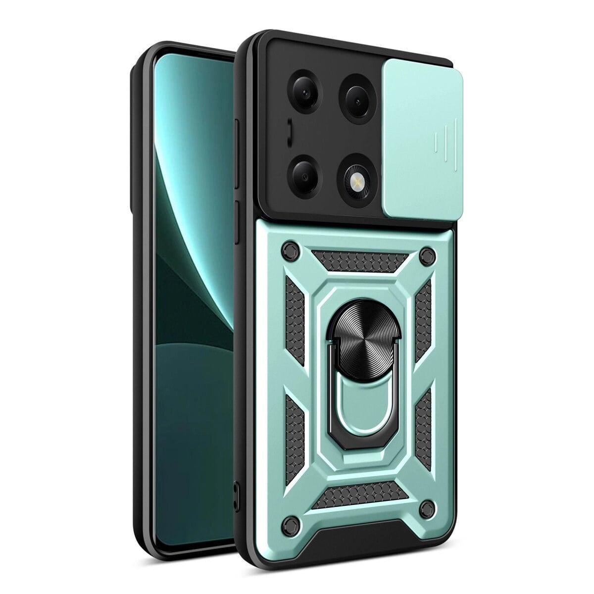 Xiaomi Poco M6 Pro 4g Kılıf Pars Lens Yüzüklü Silikon - Yeşil