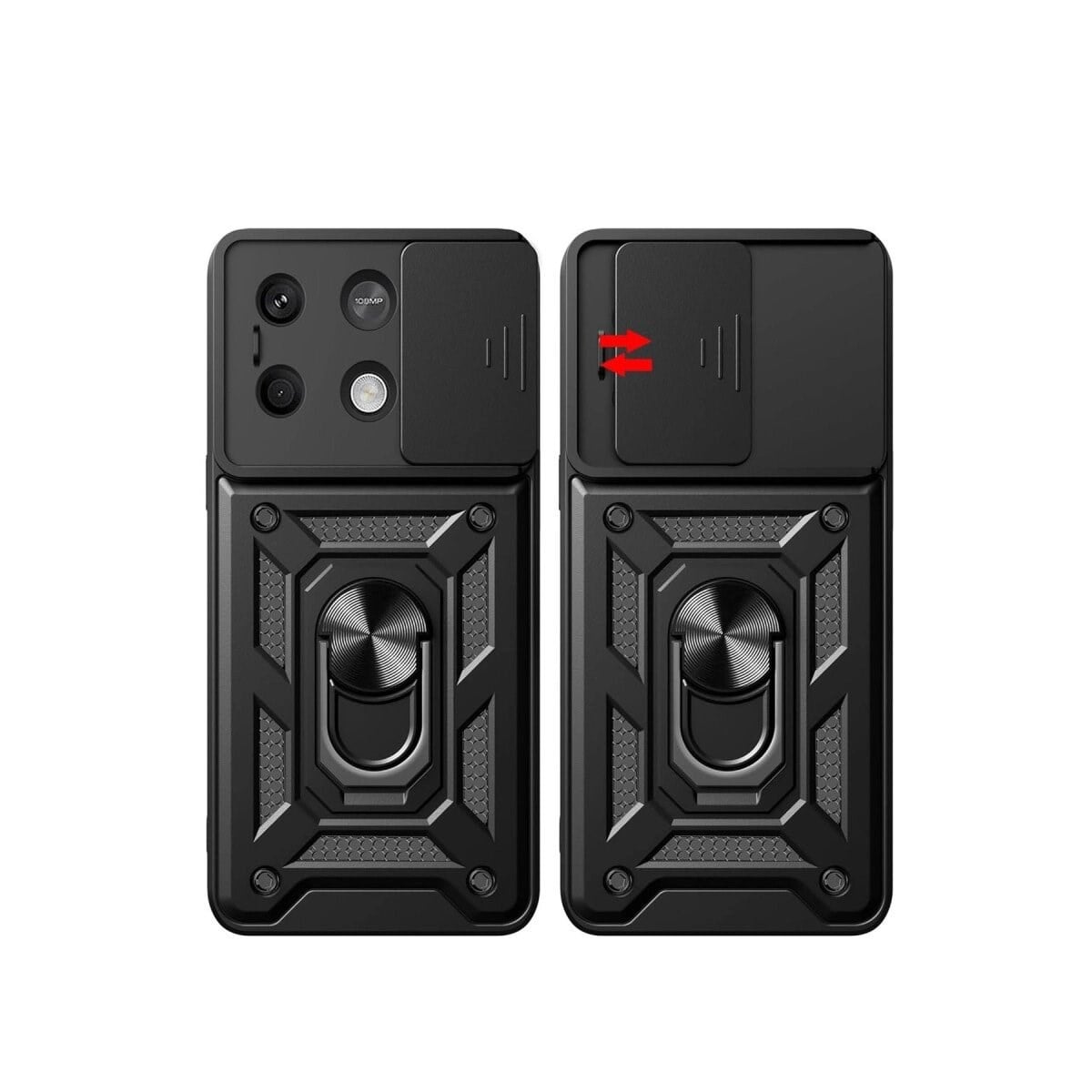 Xiaomi Poco M6 Pro 4g Kılıf Pars Lens Yüzüklü Silikon - Siyah