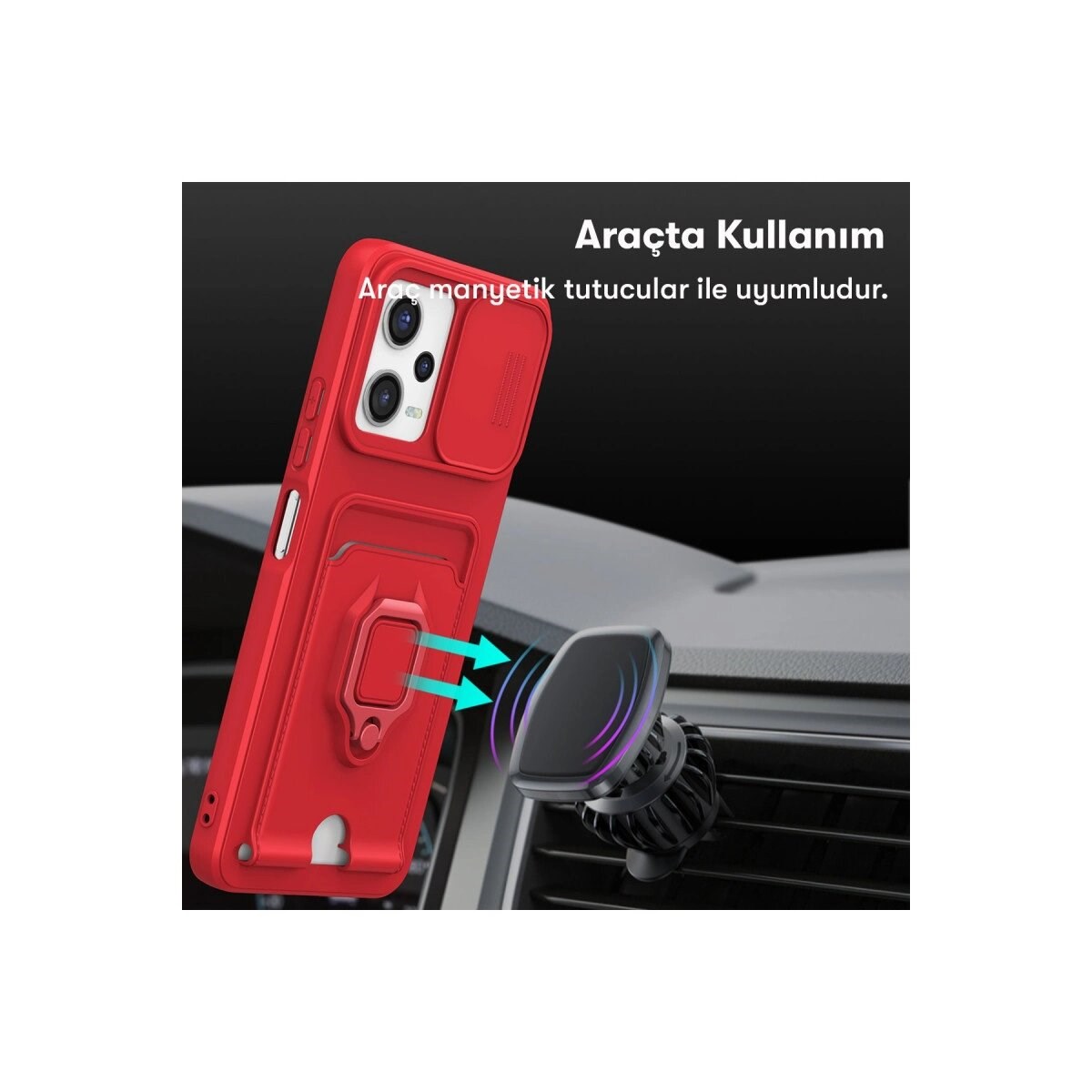 Xiaomi Poco X5 5g Kılıf Zuma Kartvizitli Yüzüklü Silikon - Siyah