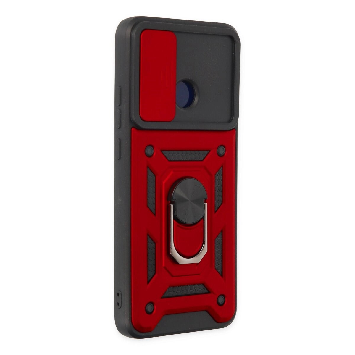 Xiaomi Redmi 10c Kılıf Pars Lens Yüzüklü Silikon - Kırmızı
