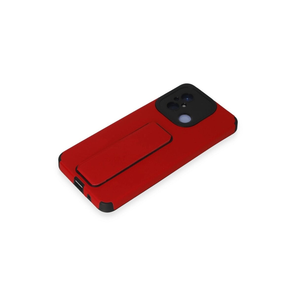 Xiaomi Redmi 12c Kılıf Mega Standlı Silikon - Kırmızı