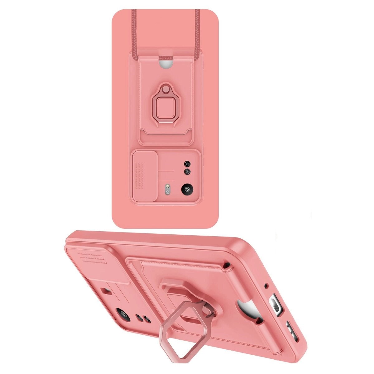 Xiaomi Redmi 13c Kılıf Zuma Kartvizitli Yüzüklü Silikon - Pembe