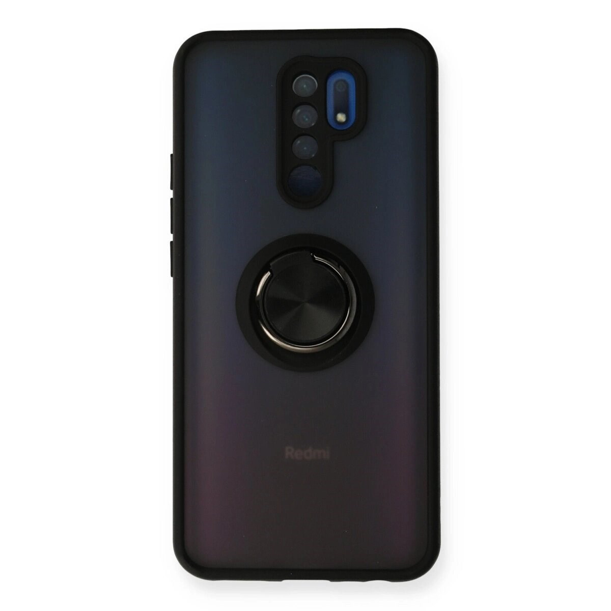 Xiaomi Redmi 9 Kılıf Montreal Yüzüklü Silikon Kapak - Siyah