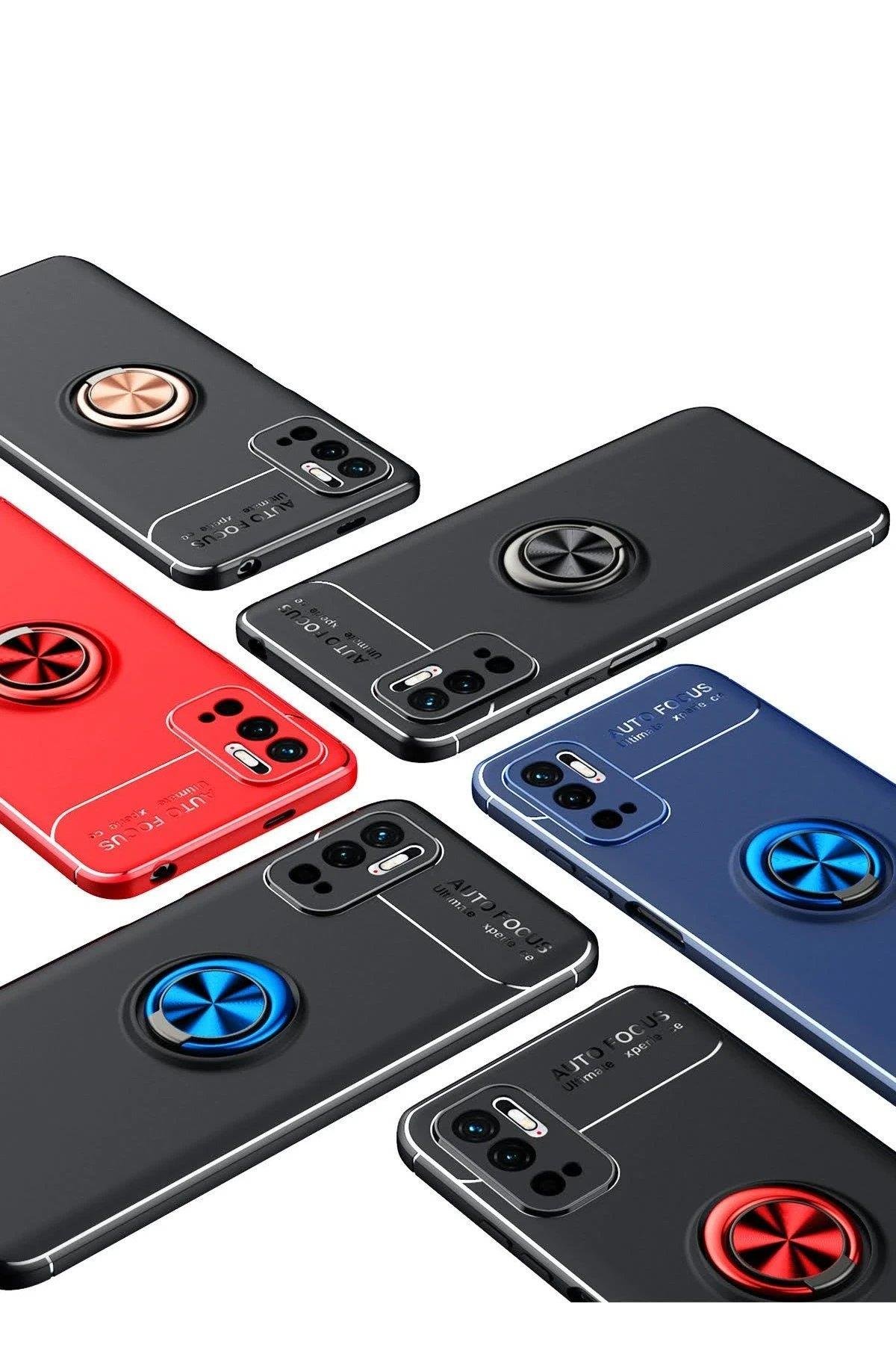 Xiaomi Redmi Note 10 5G Kılıf Range Yüzüklü Silikon - Siyah-Gold