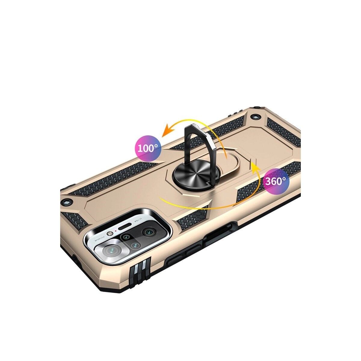 Xiaomi Redmi Note 10 Pro Kılıf Sofya Yüzüklü Silikon Kapak - Gold
