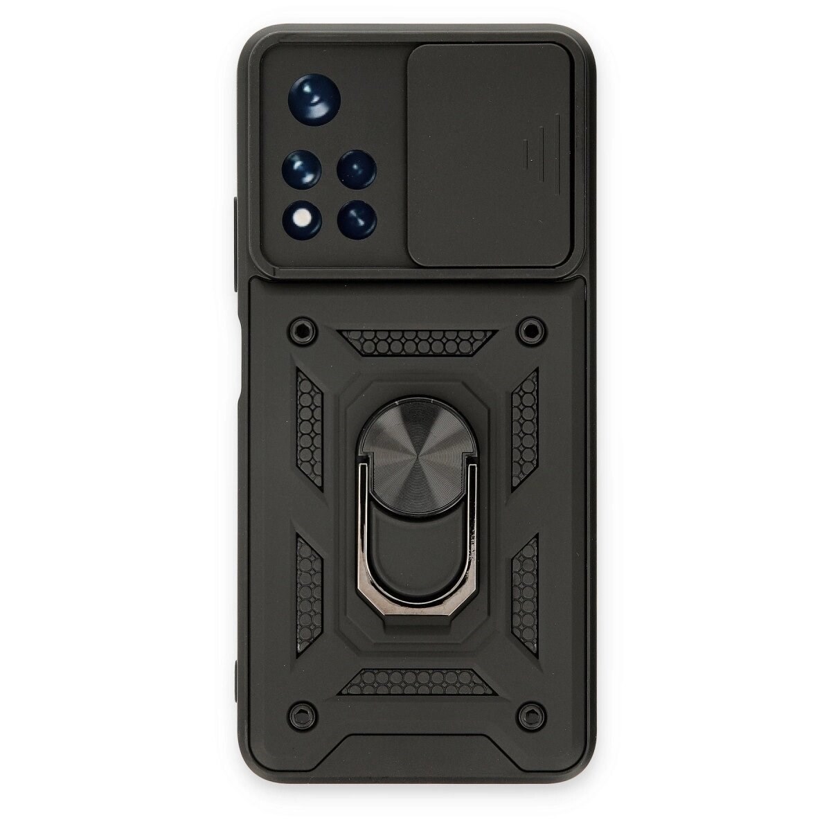 Xiaomi Redmi Note 11t Kılıf Pars Lens Yüzüklü Silikon - Siyah