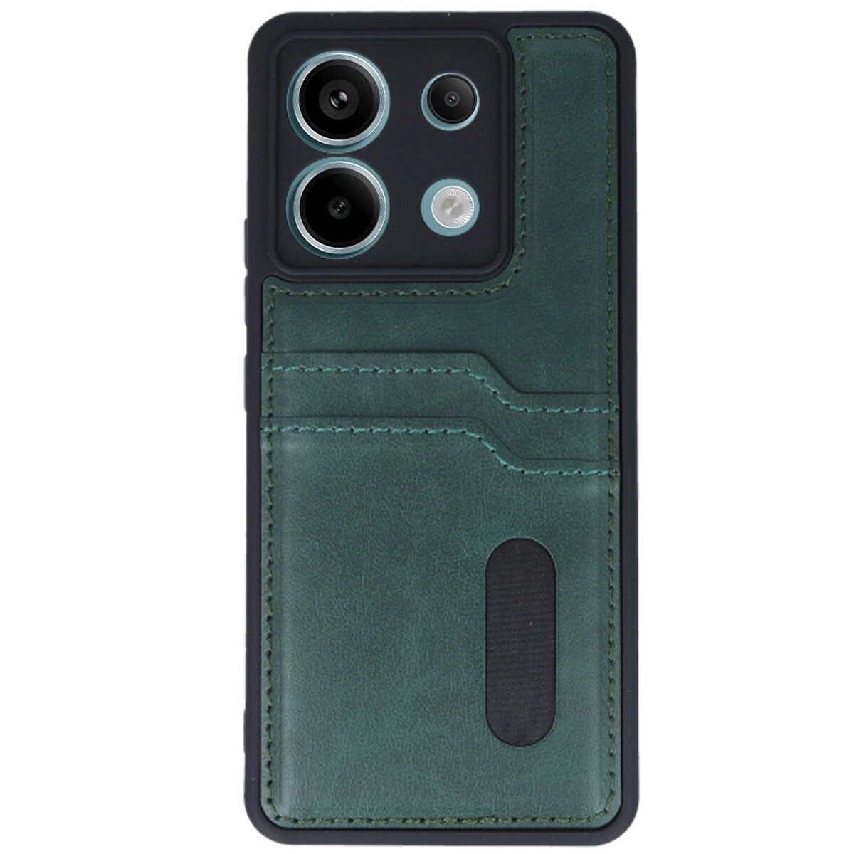 Xiaomi Redmi Note 13 Pro 4g Kılıf Sara Kartvizitli Deri Kılıf - Koyu Yeşil