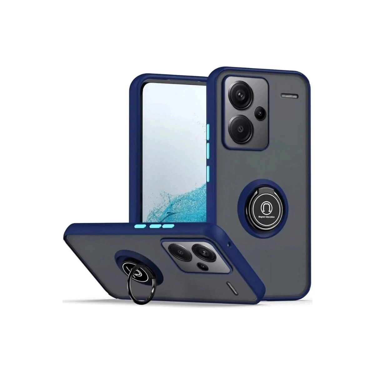 Xiaomi Redmi Note 13 Pro Plus Kılıf Montreal Yüzüklü Silikon Kapak - Lacivert