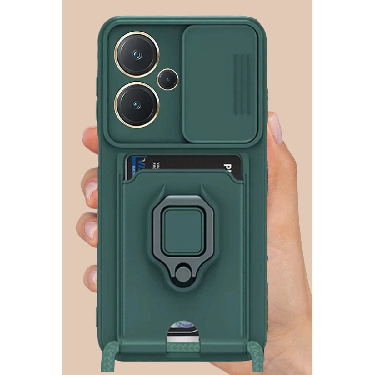 Xiaomi Redmi Note 13 Pro Plus Kılıf Zuma Kartvizitli Yüzüklü Silikon - Lila