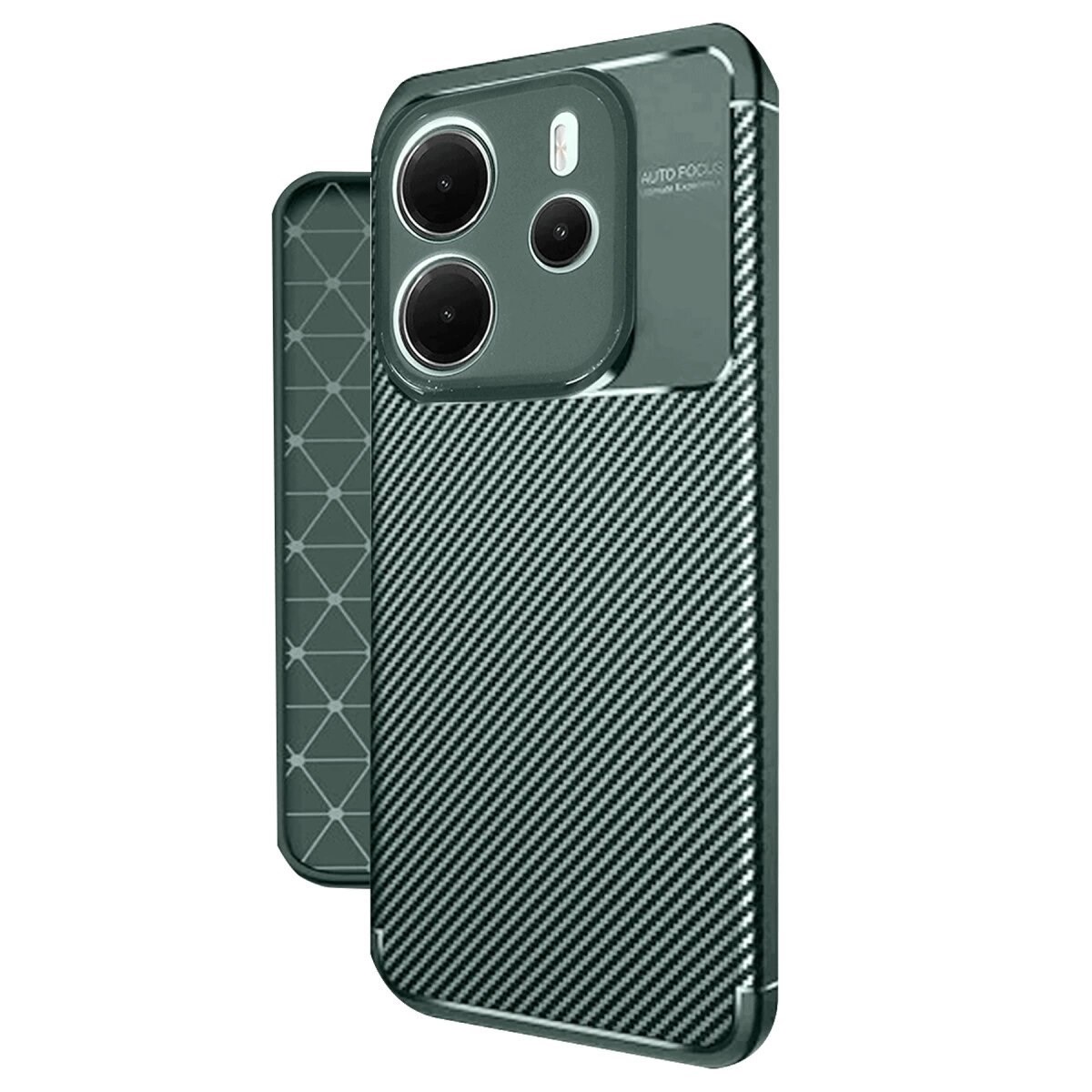 Xiaomi Redmi Note 14 4g Kılıf Auto Focus Karbon Kapak - Koyu Yeşil