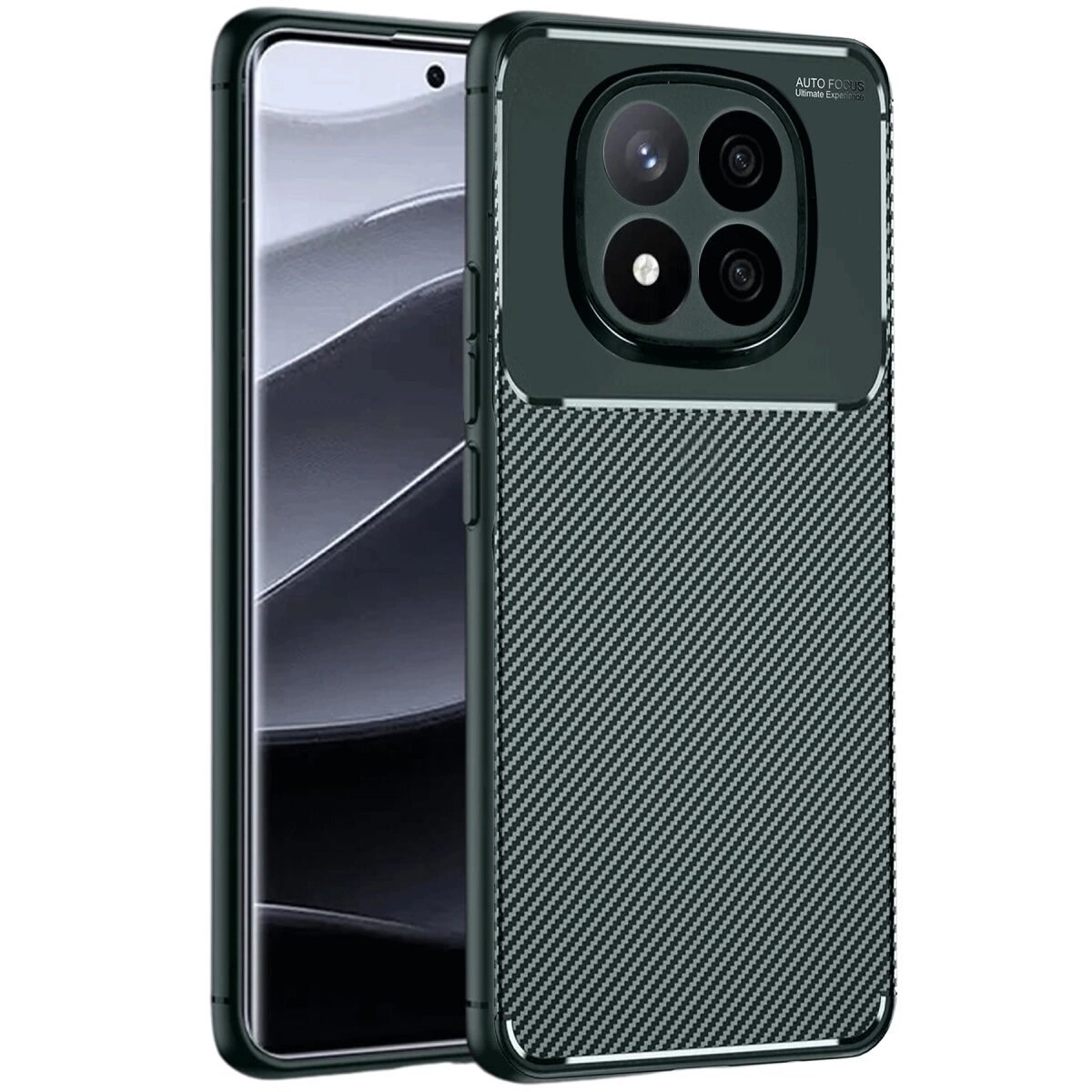 Xiaomi Redmi Note 14 Pro 4g Kılıf Auto Focus Karbon Kapak - Koyu Yeşil