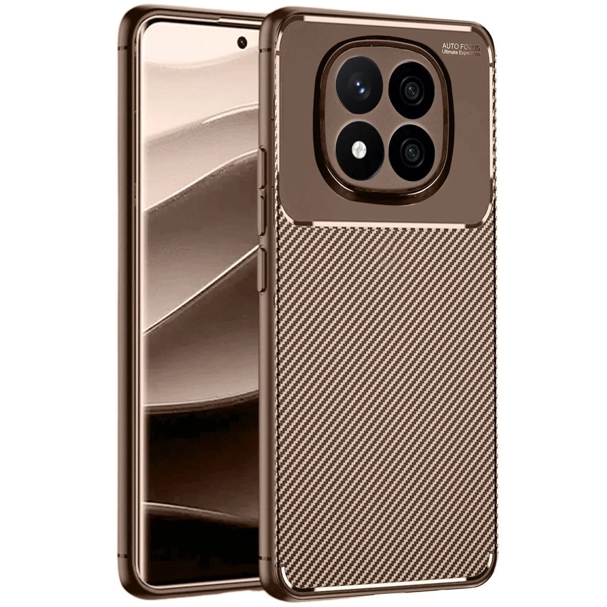 Xiaomi Redmi Note 14 Pro 5g Kılıf Auto Focus Karbon Kapak - Kahverengi