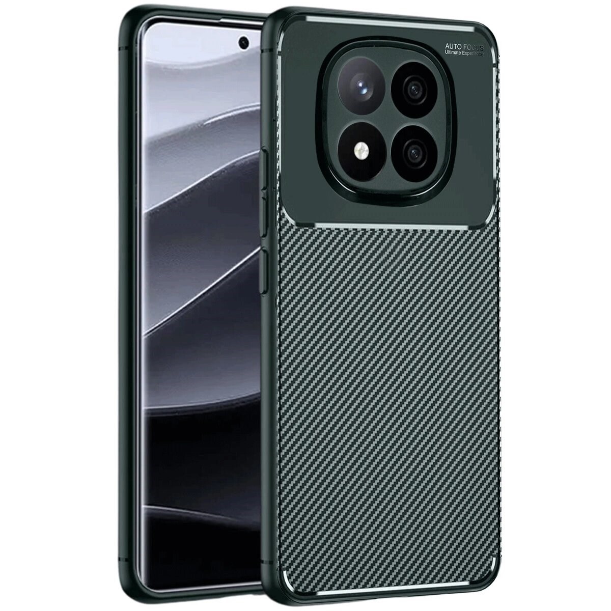 Xiaomi Redmi Note 14 Pro Plus Kılıf Auto Focus Karbon Kapak - Koyu Yeşil