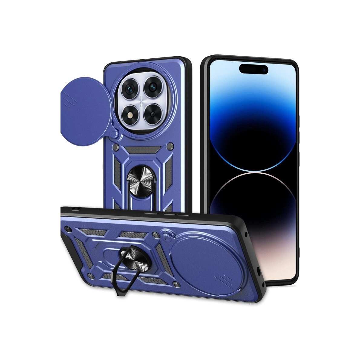 Xiaomi Redmi Note 14 Pro Plus Kılıf Pars Lens Yüzüklü Silikon - Lacivert
