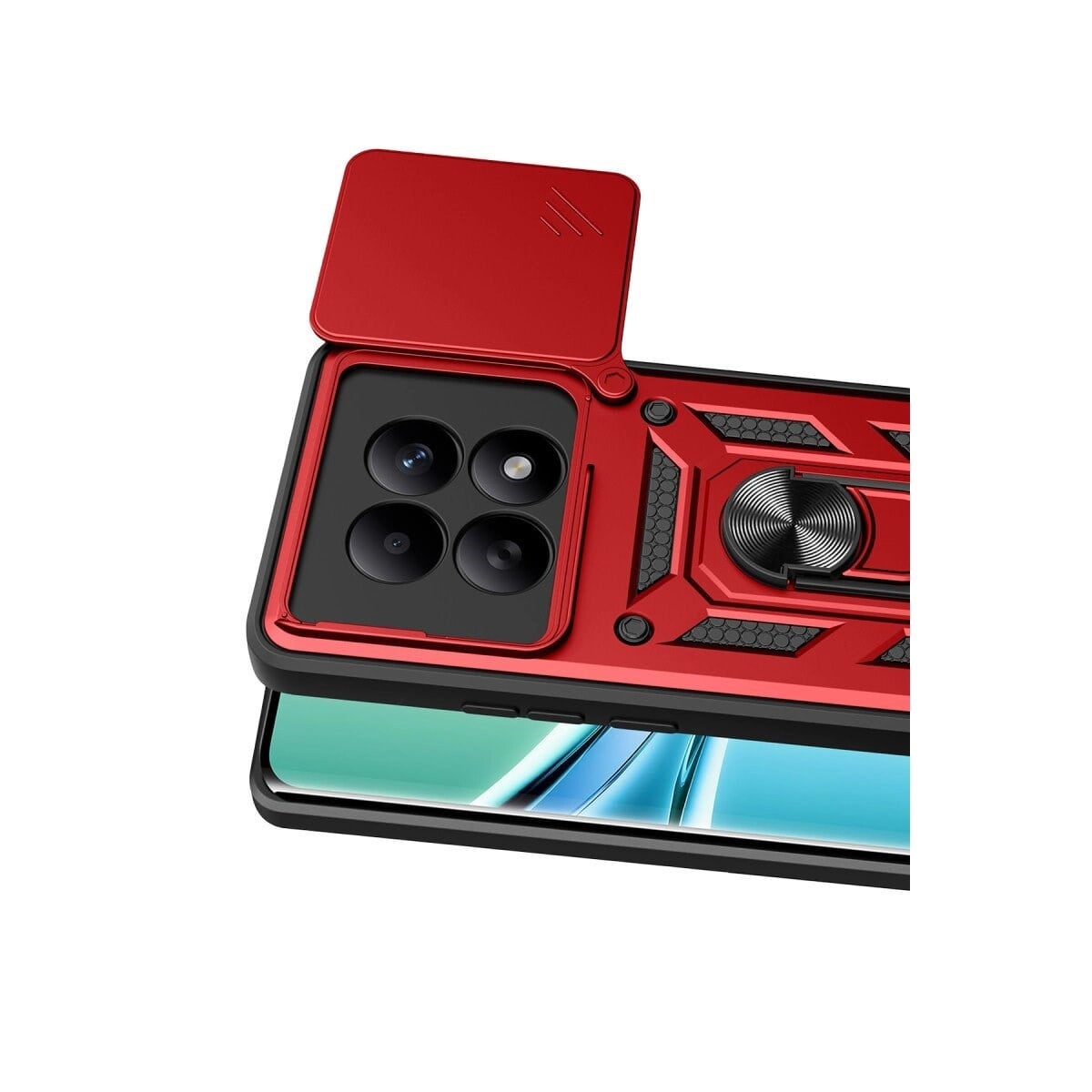 Xiaomi Redmi Note 15 4g Pars Lens Yüzüklü Silikon - Kırmızı