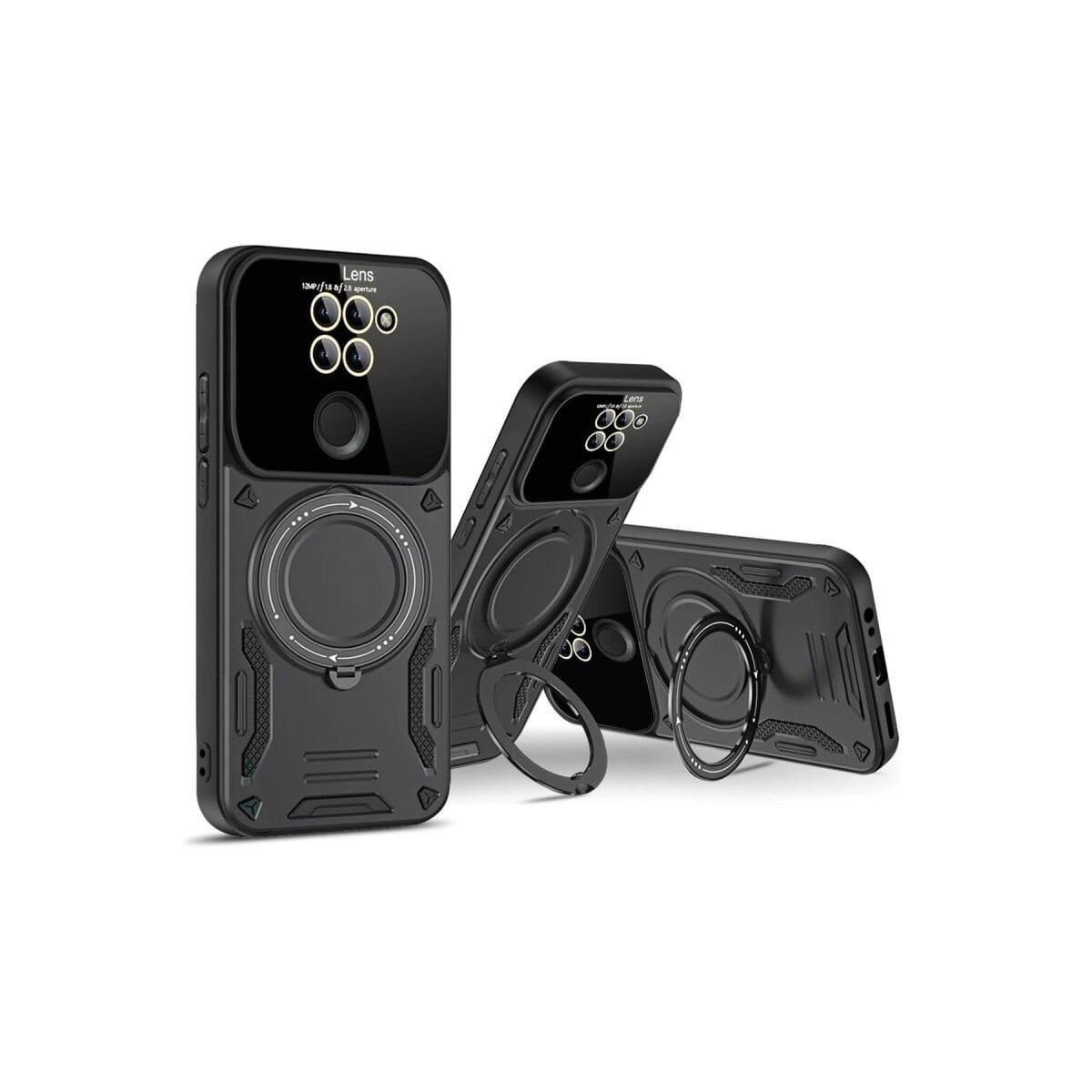 Xiaomi Redmi Note 9 Joy Lens Standlı Kapak - Siyah