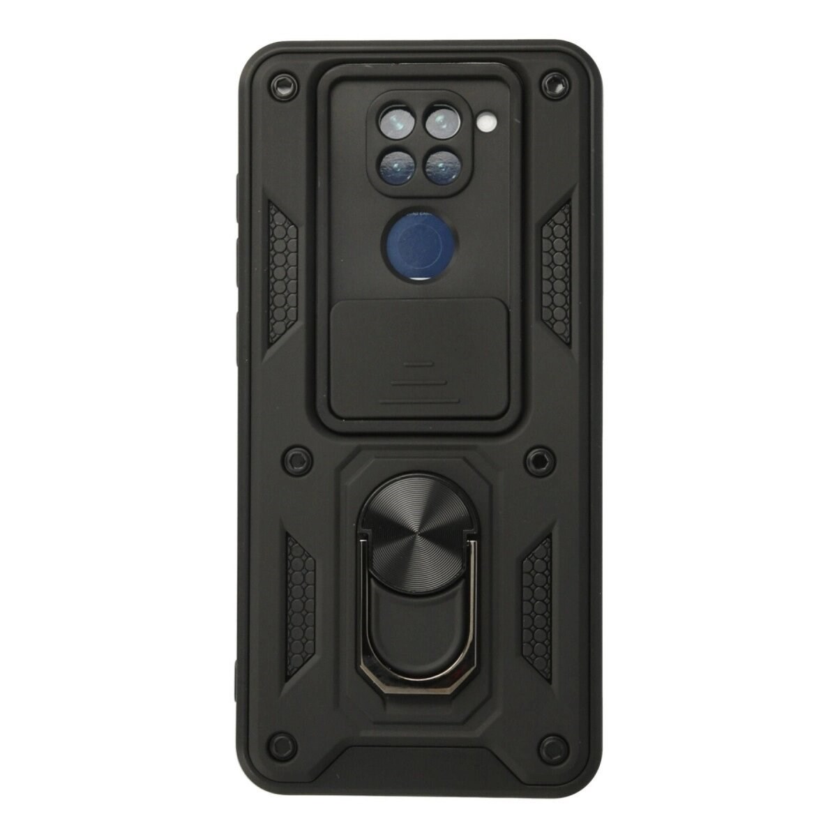 Xiaomi Redmi Note 9 Kılıf Pars Lens Yüzüklü Silikon - Siyah