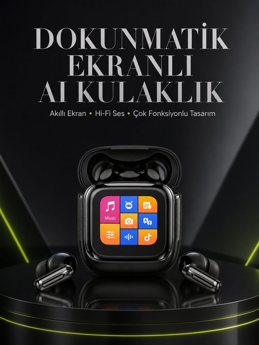 Yeni Nesil Dokunmatik Ekranlı AI Kablosuz Kulaklık