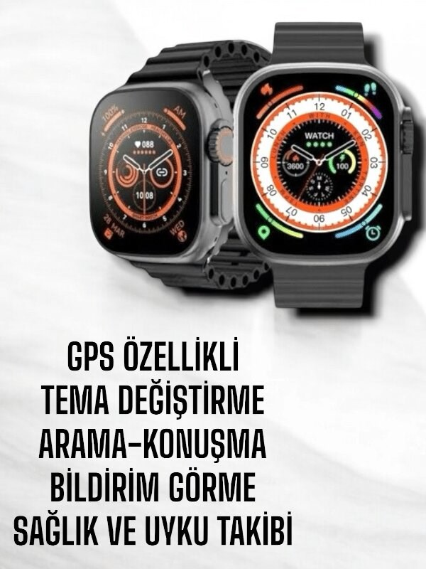 Yeni Nesil Ultra Akıllı Saat Titreşimli, Uyku & Sağlık Takibi, Çift Kordon
