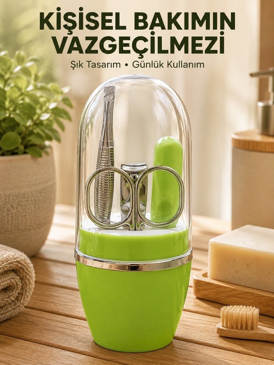 Yeşil Manikür Pedikür Bakım Seti Çok Amaçlı Kişisel Bakım Kiti