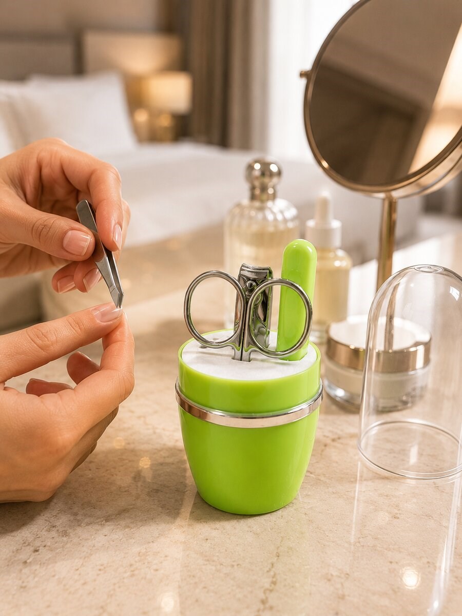 Yeşil Tırnak Bakım Seti Cımbız Makas Tırnak Makası ve Törpü