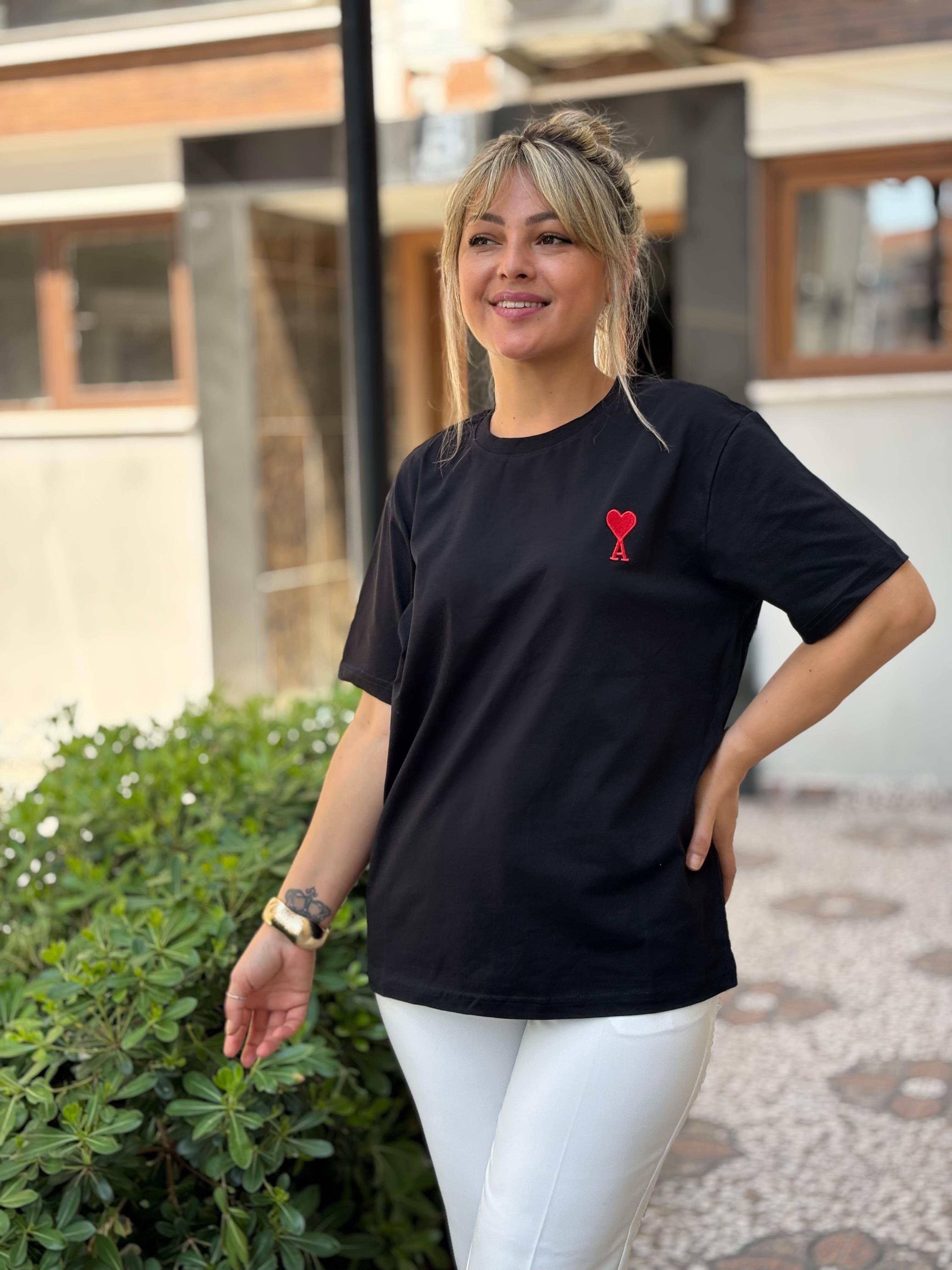 Ami Bisiklet Yaka Tişört Beyaz