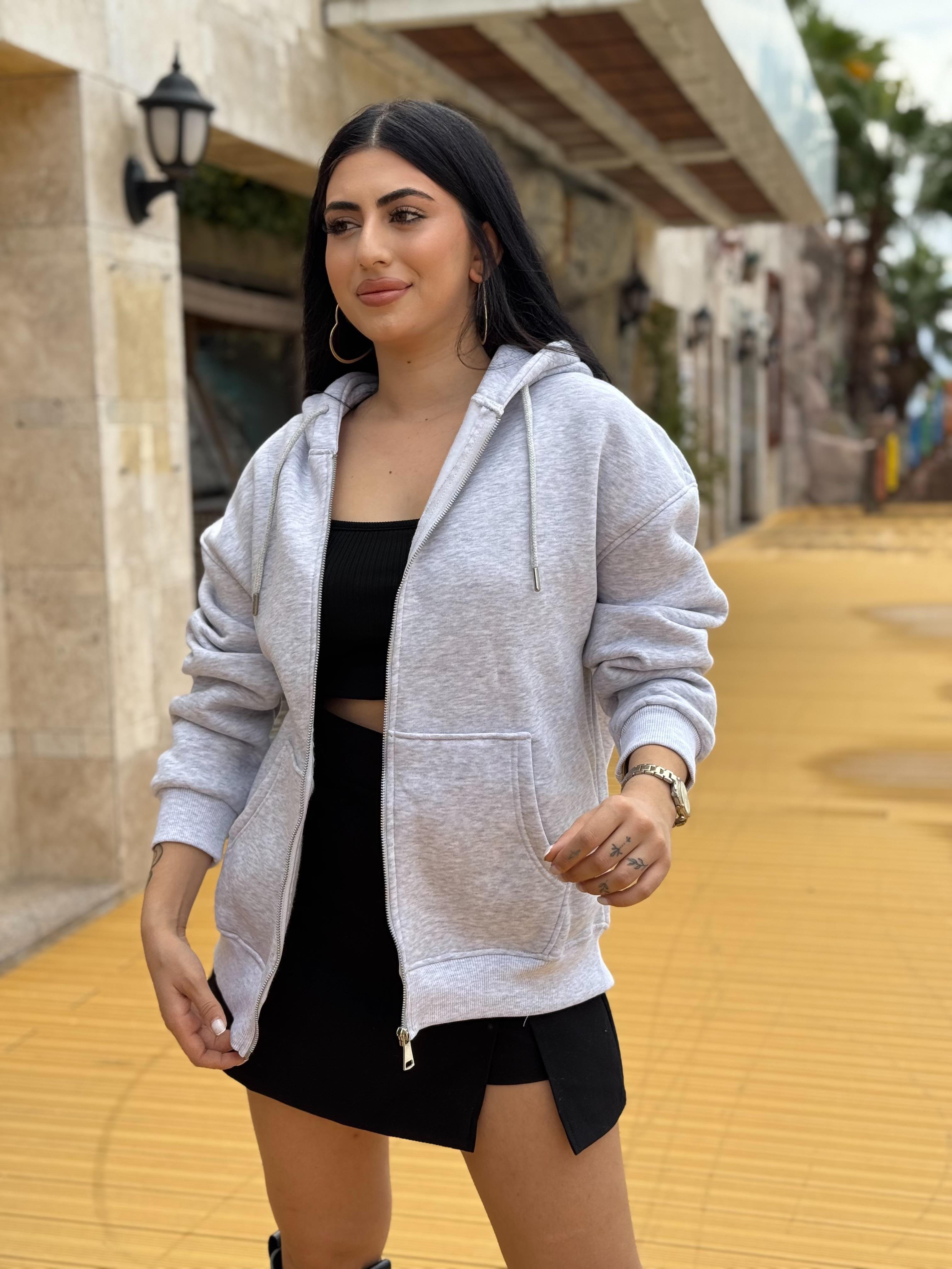 Antrasit Kapüşonlu Hırka