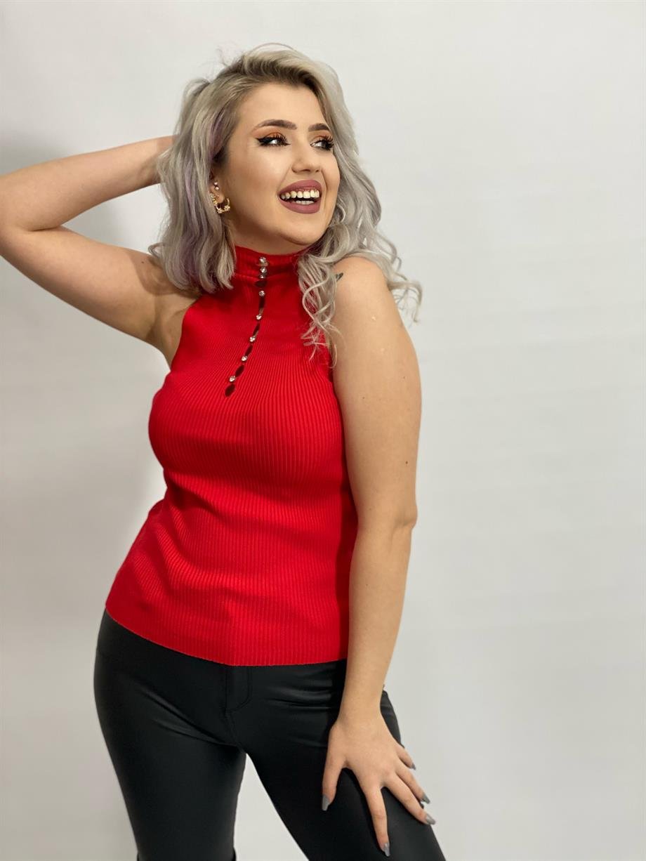 Balıkçı Yaka Taşlı Triko