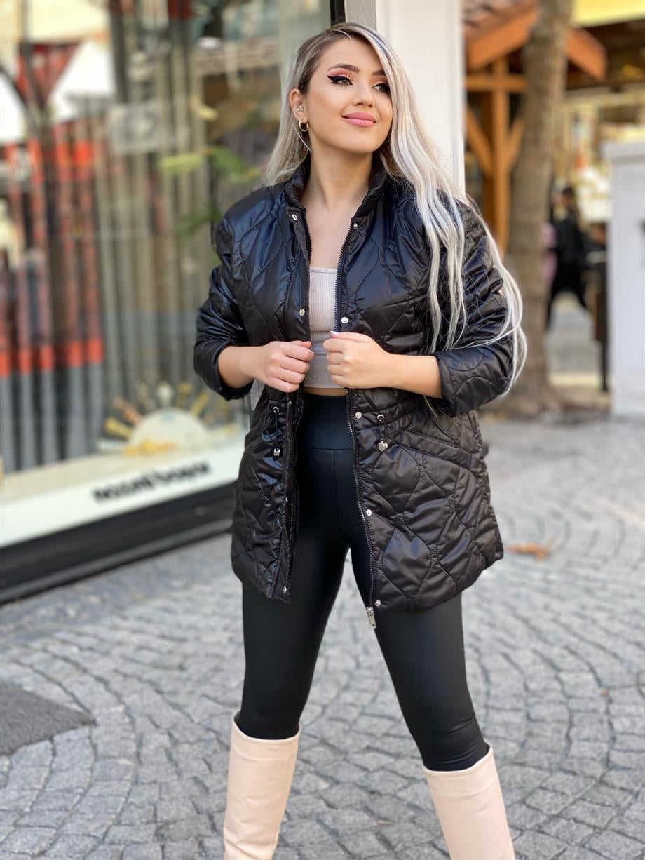 Bel Büzgülü Kapitone Mont
