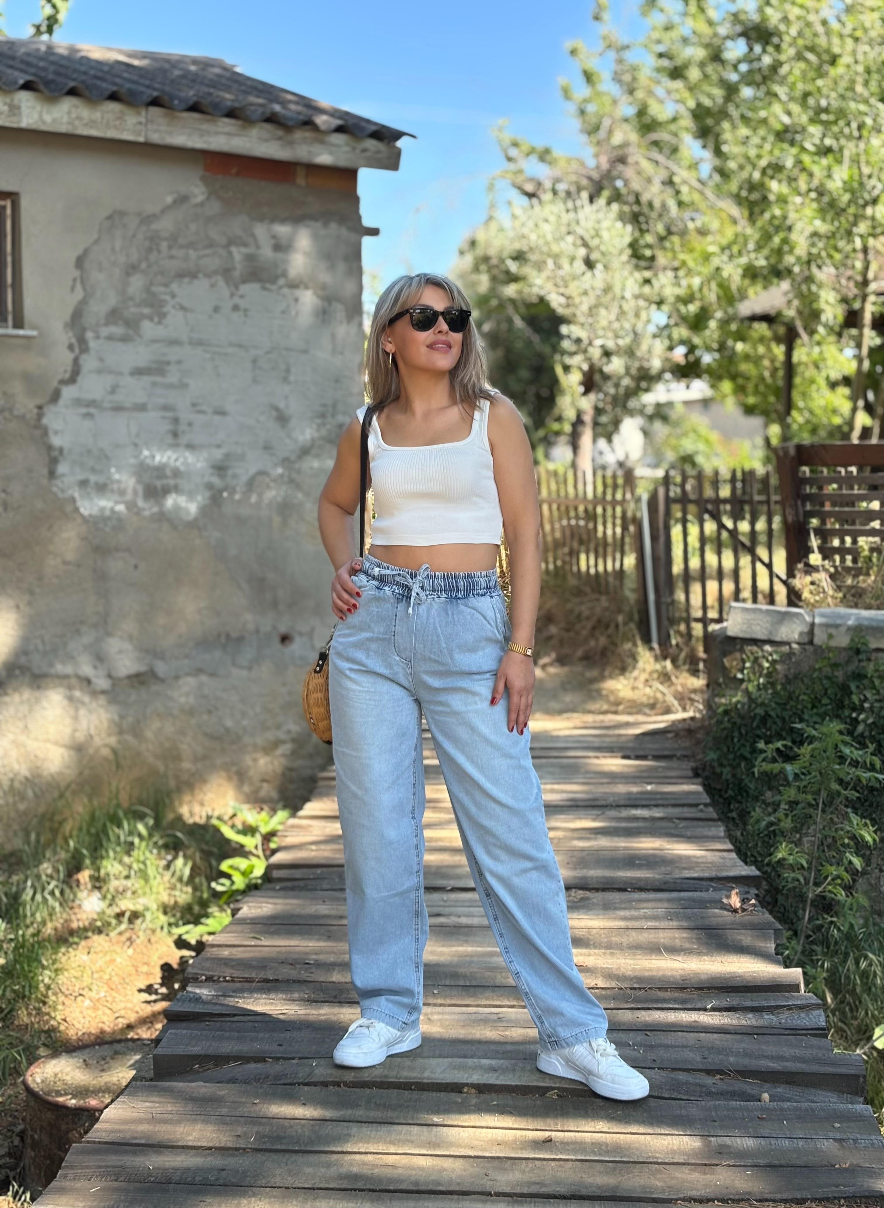Beli Lastikli Tensel Jean Pantolon 