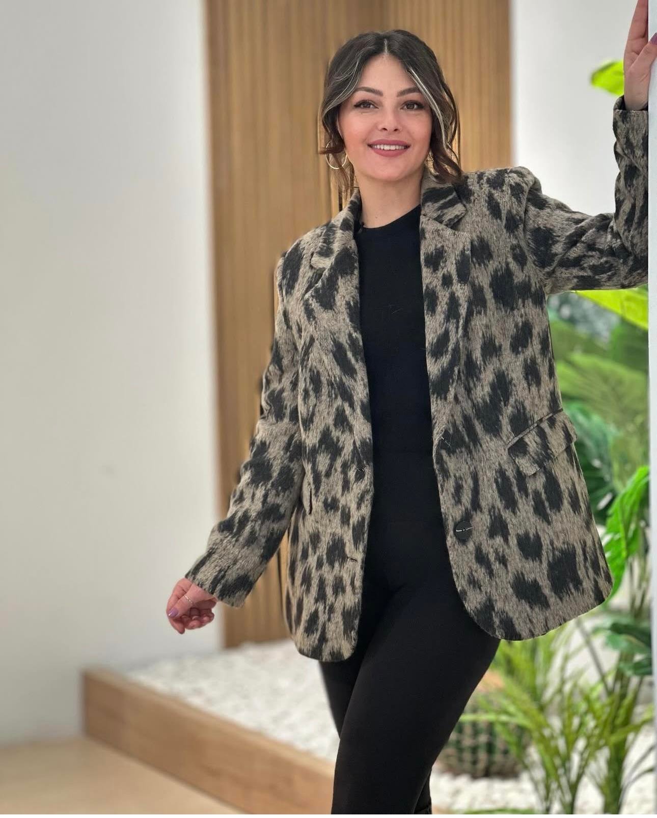 Benekli Blazer Ceket Kaşe
