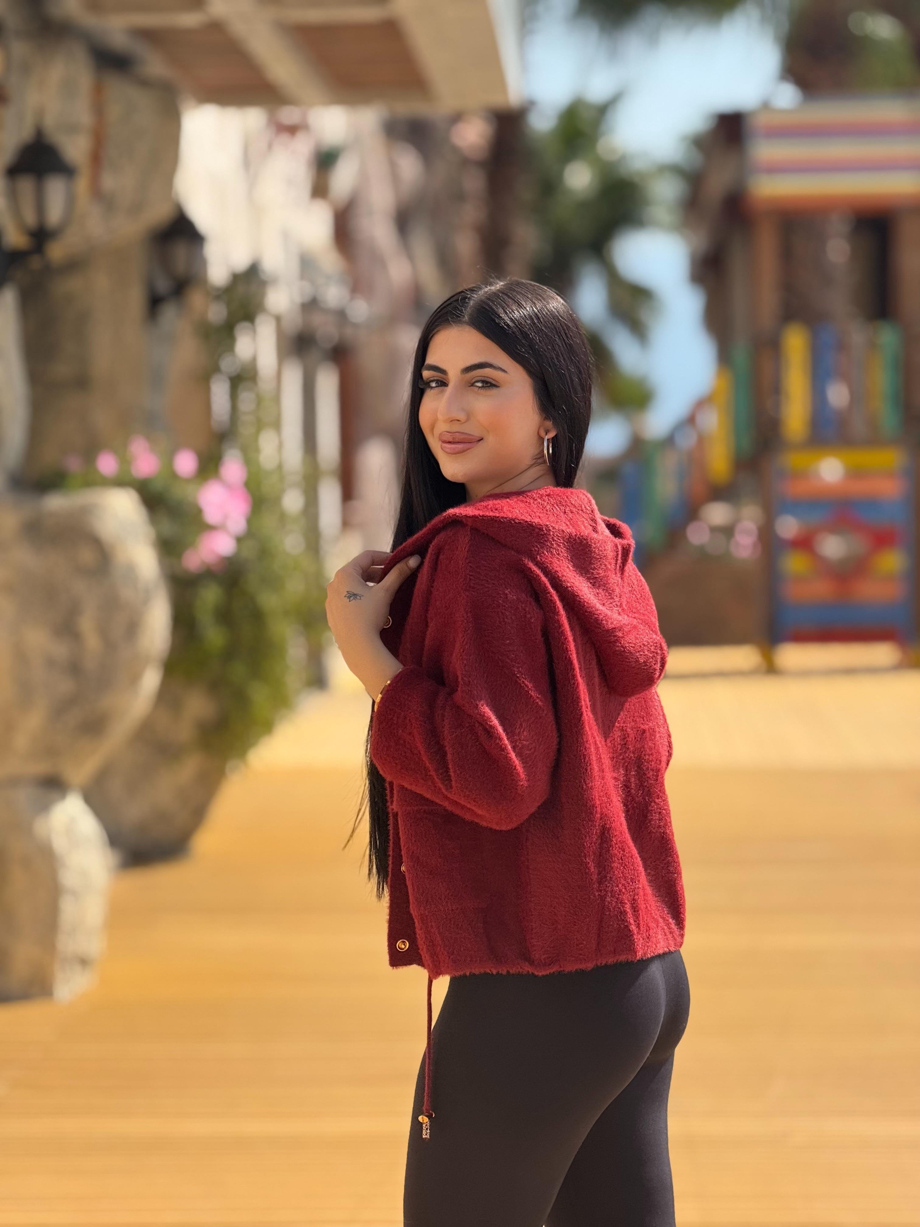 Bordo Angora Hırka 