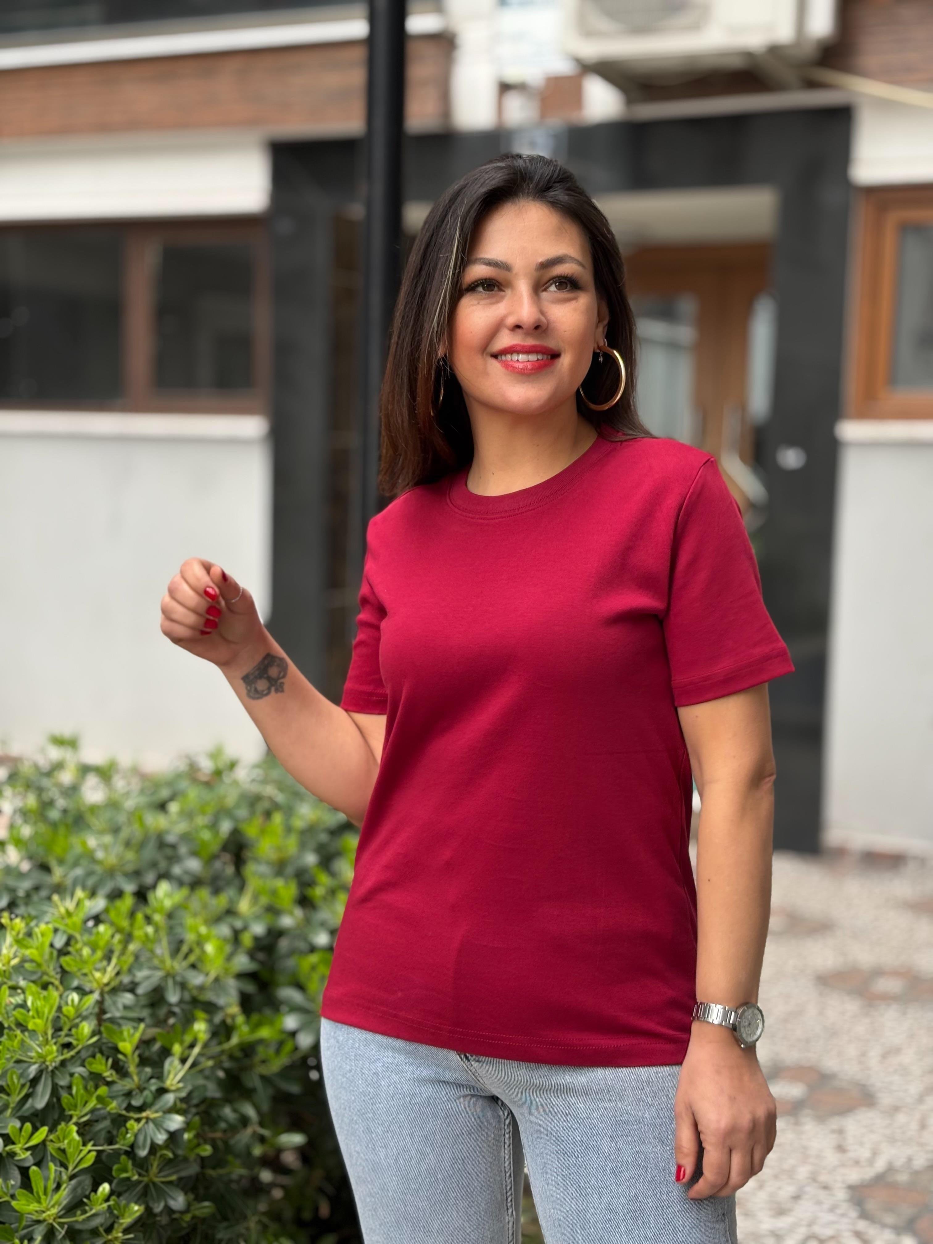 Bordo Orj Marka Basic Tişört